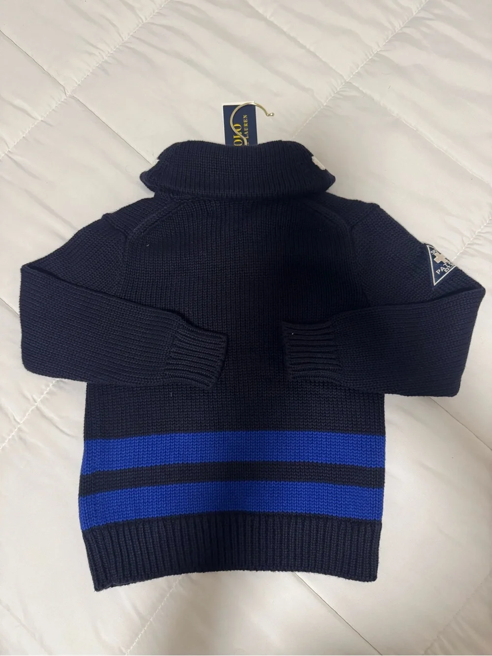 Ralph Lauren Navy Sweater with Royal Blue Stripes
